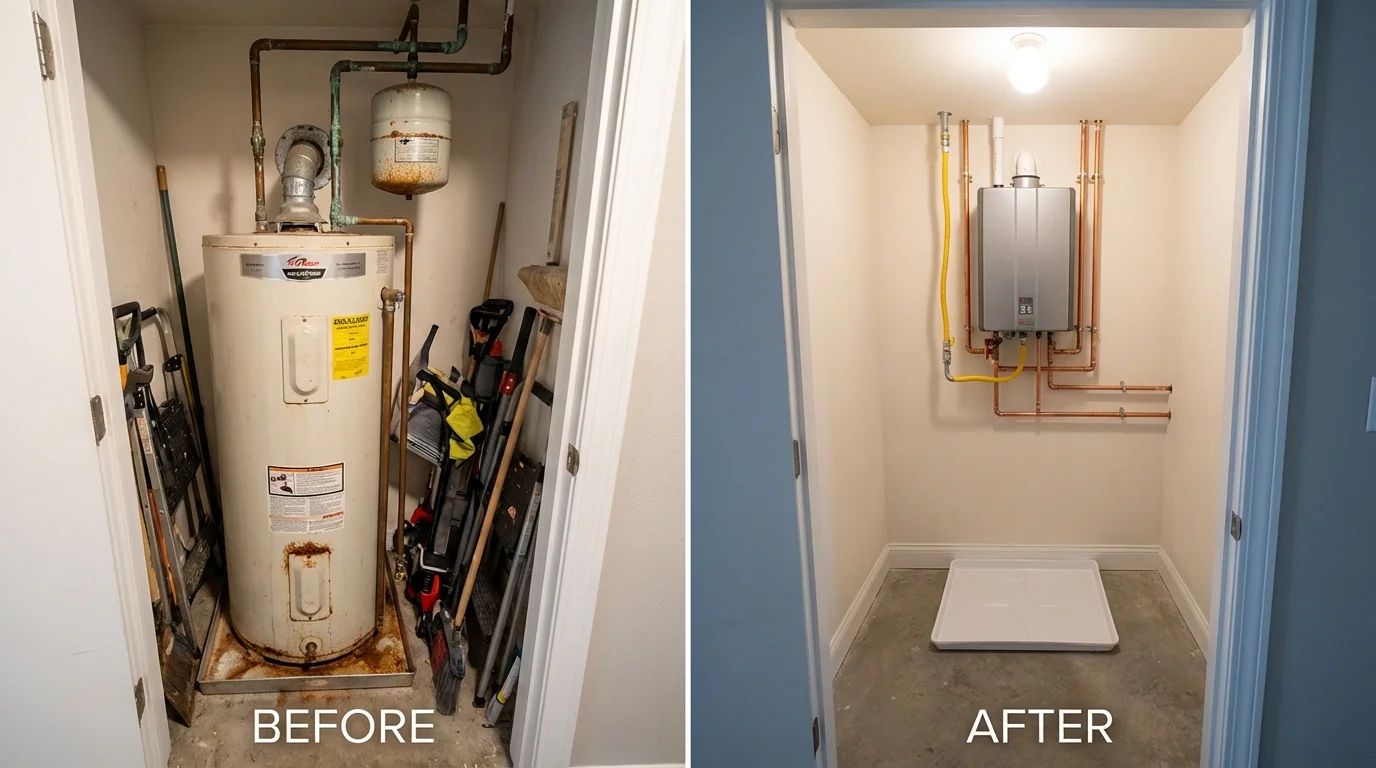 Tank water heater versus wall-mounted tankless unit comparison for Greenville, TX homeowners